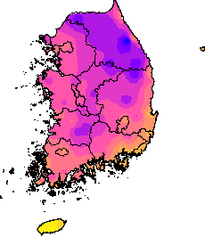 2월 26일이상 최저기온 지도
