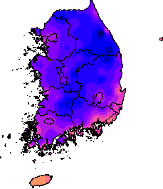 10월 26일이상 최저기온 지도