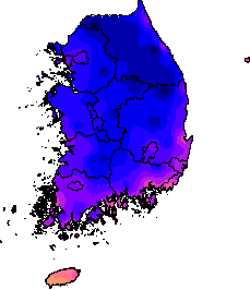 11월 26일이상 최저기온 지도