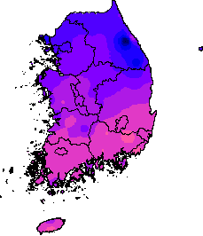 10월 26일이상 최고기온 지도