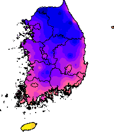 1월 11~15일 최저기온 지도