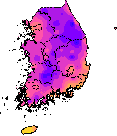 5월 21~25일 최저기온 지도