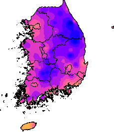 6월 11~15일 최저기온 지도