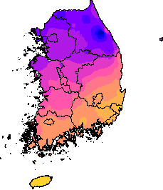 2월 11~15일 최저기온 지도