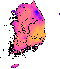7월 16~20일 최고기온 지도